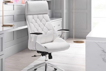 Tufted white ergonomic desk chair